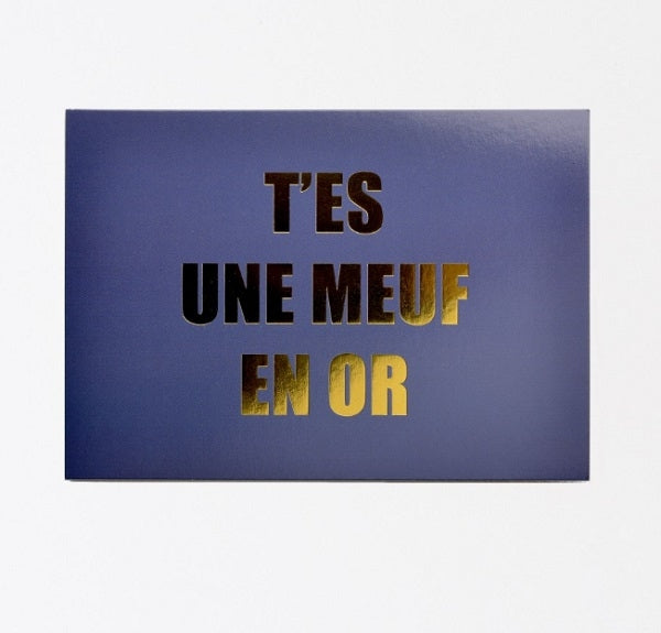Carte + enveloppe Meuf en or