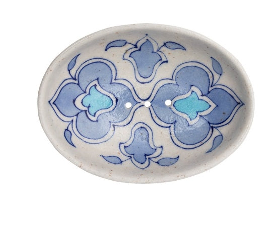 Soap Dish - blue pottery - bleu ciel - POR558