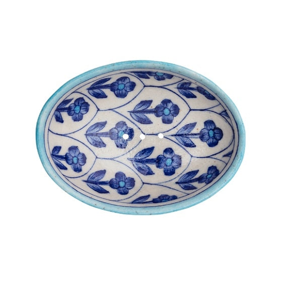 Soap Dish - blue pottery - bleu - POR557