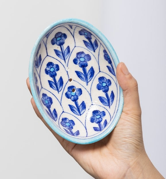 Soap Dish - blue pottery - bleu - POR557