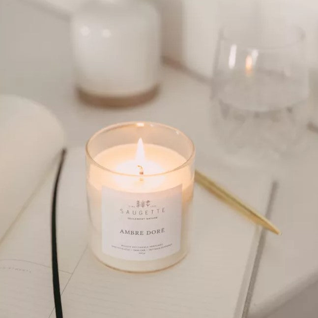 Bougie artisanale à la cire de soja naturelle - Small - Ambre doré