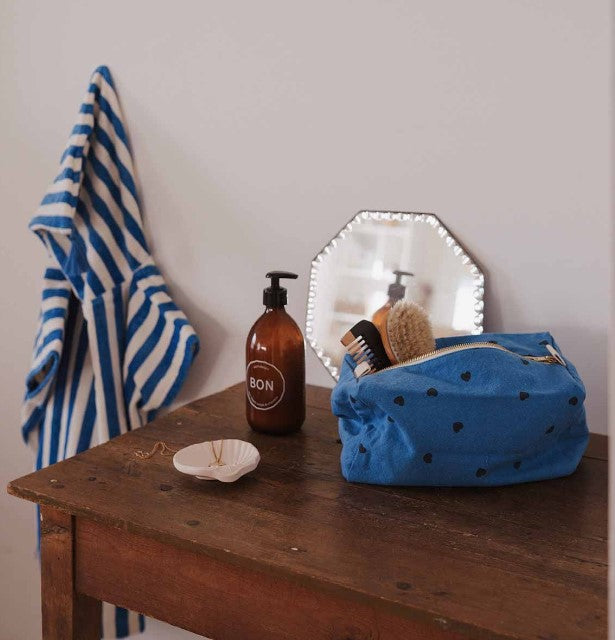 Trousse de toilette Vic - Coeur - Bleu grec