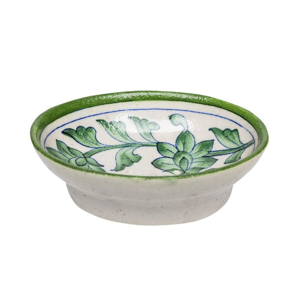 Soap Dish - blue pottery - vert - POR556