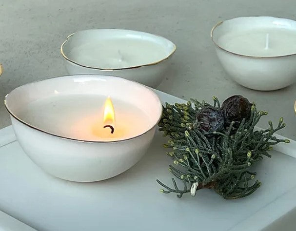 Bougie porcelaine liseret or fin