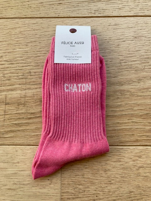 Chaussettes - Chaton - rose chinées - 36/40