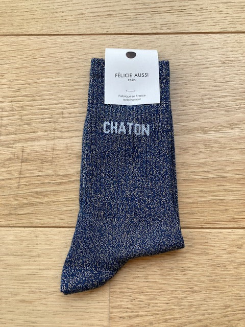 Chaussettes - Chaton - marine paillettes - 36/40