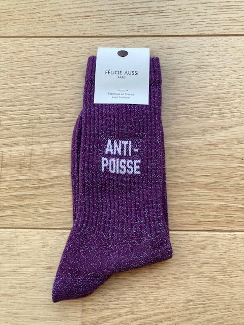 Chaussettes - Anti-poisse - violet paillettes - 36/40