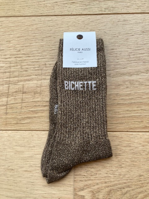 Chaussettes - Bichette - marron paillettes - 36/40