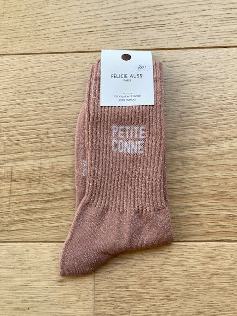 Chaussettes - Petite conne - rose paillettes - 36/40