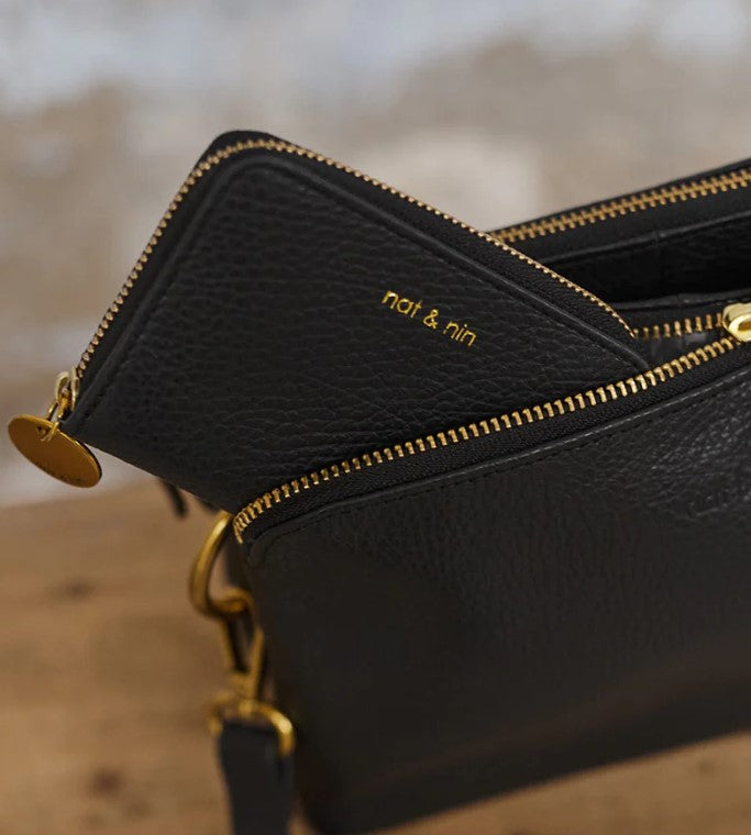 Portefeuille Pia - Noir grainé