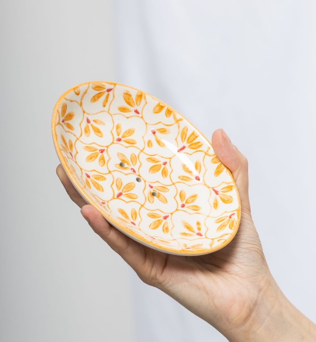 Soap Dish - floral jaune- POR618