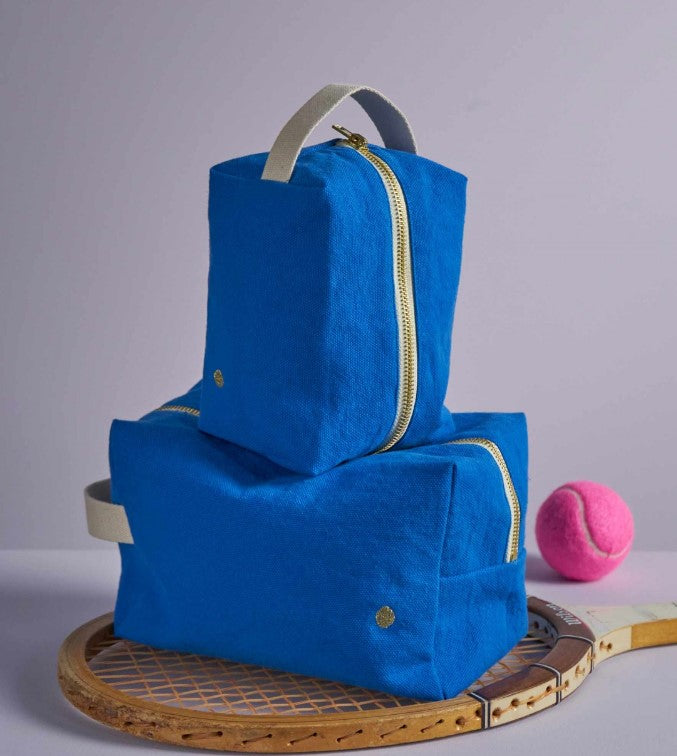 Pouch cube déperlant Iona bleu mecano PM