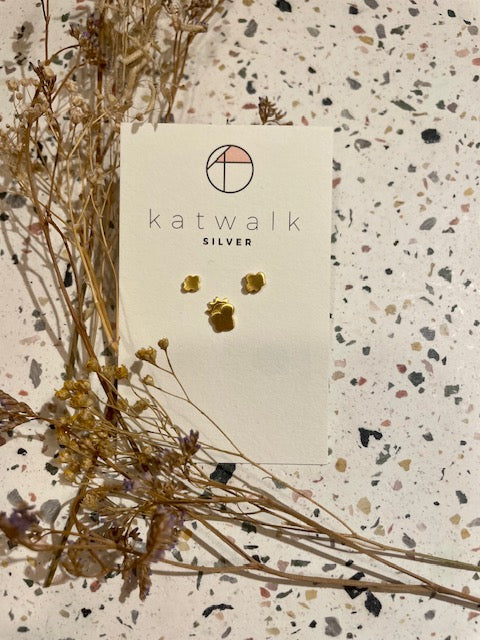 Boucles d'oreilles trio - or - nuages et soleil