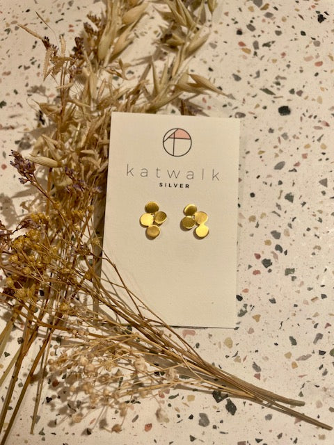 Boucles d'oreilles - or - 4 pastilles désaxées
