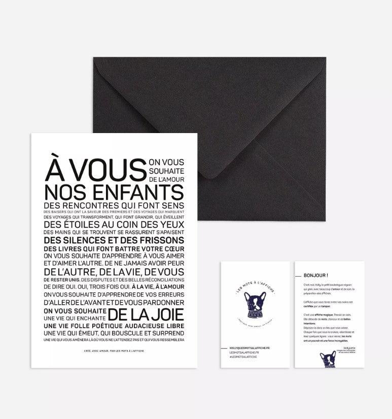 Carte postale avec enveloppe - A vous nos enfants