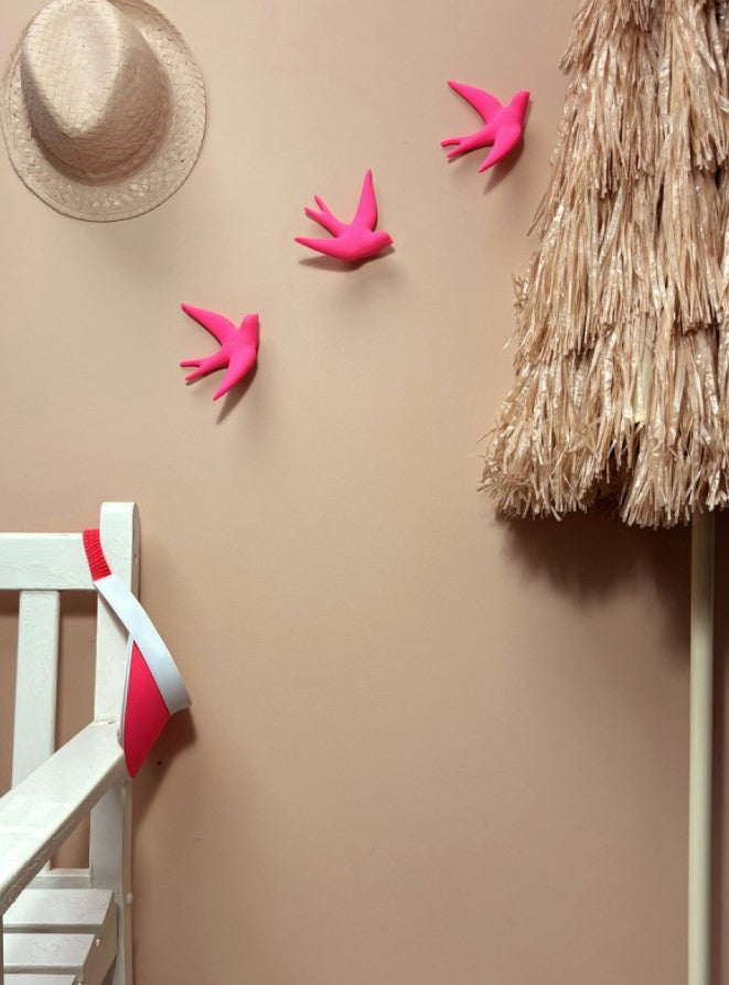 Décoration murale hirondelle - Rose fluo