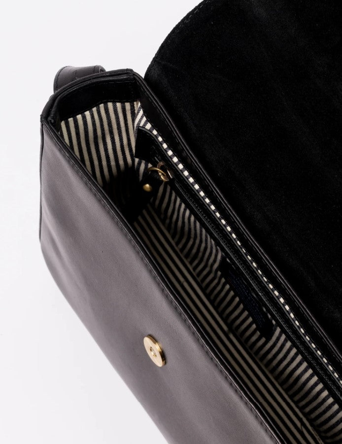 Sac Gina - cuir classique lisse - Noir