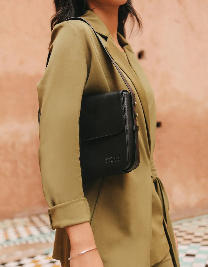 Sac Gina - cuir classique lisse - Noir