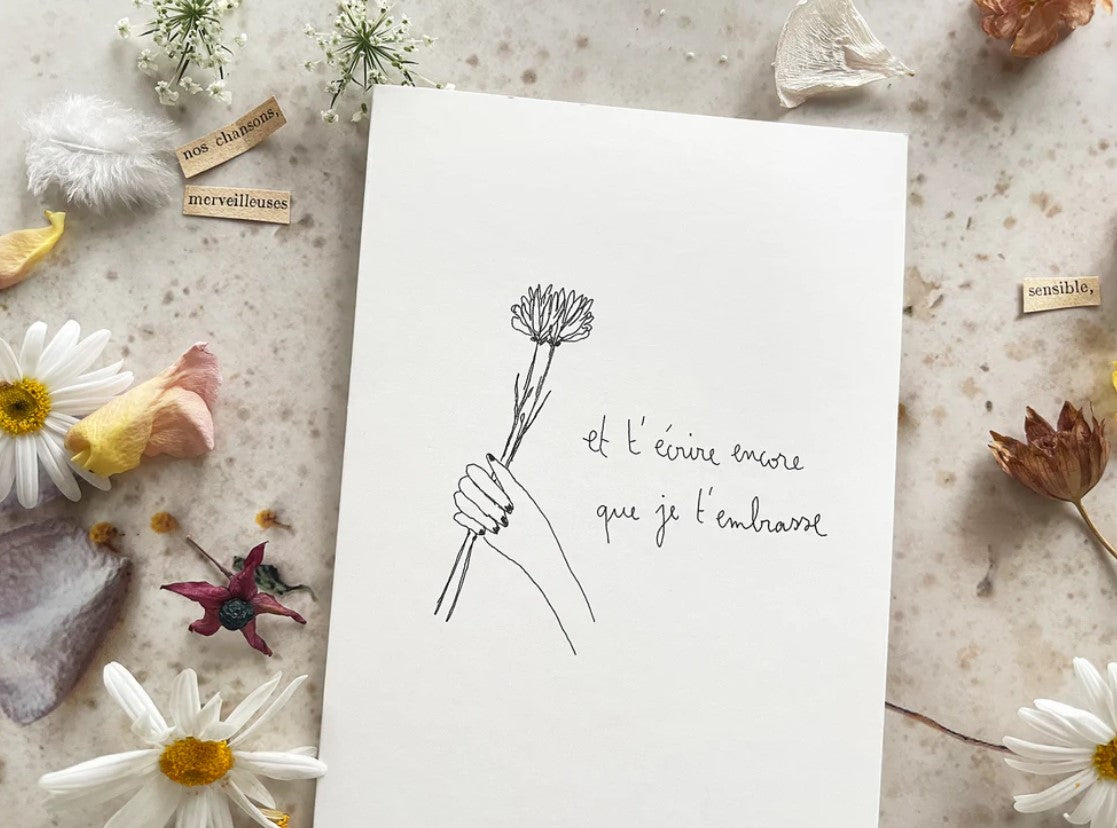 Carte Postale Double - et t'écrire encore que je t'embrasse