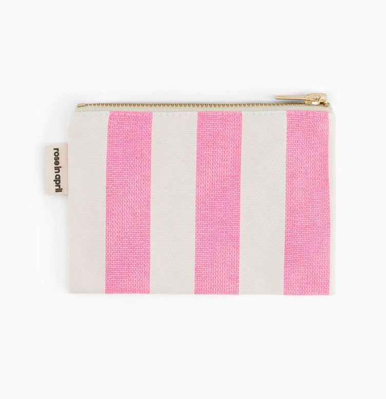 Porte-monnaie Marie rayures - Rose fluo