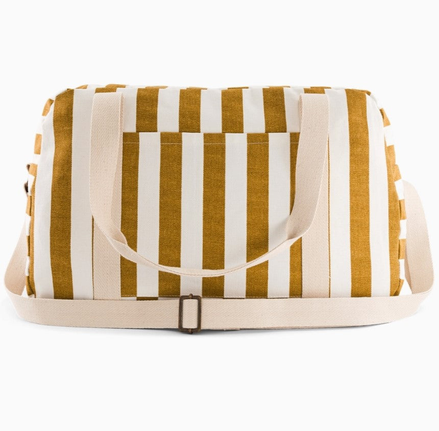 Sac à langer Raphaël - Rayures - Caramel et ecru