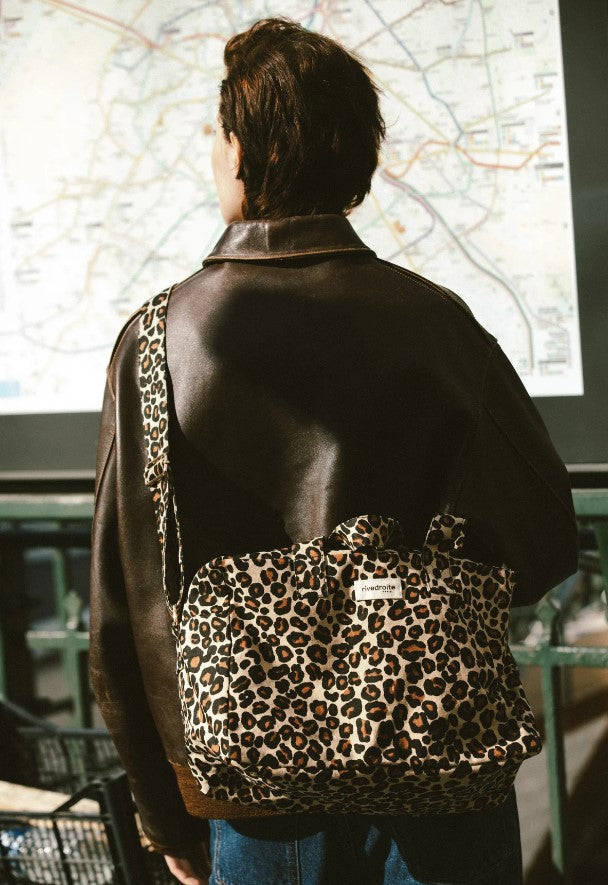 Sauval le city bag en coton recyclé - Léopard beige