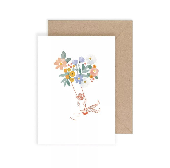 Carte avec enveloppe - Fleurs bonheur