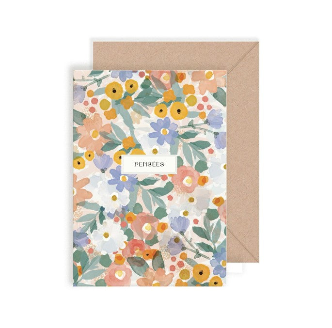 Carte double avec enveloppe - Pensées