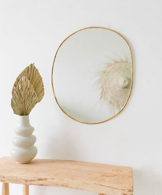 Miroir rétro doré - Rond irrégulier