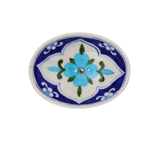 Soap Dish - blue pottery - fleur - POR150
