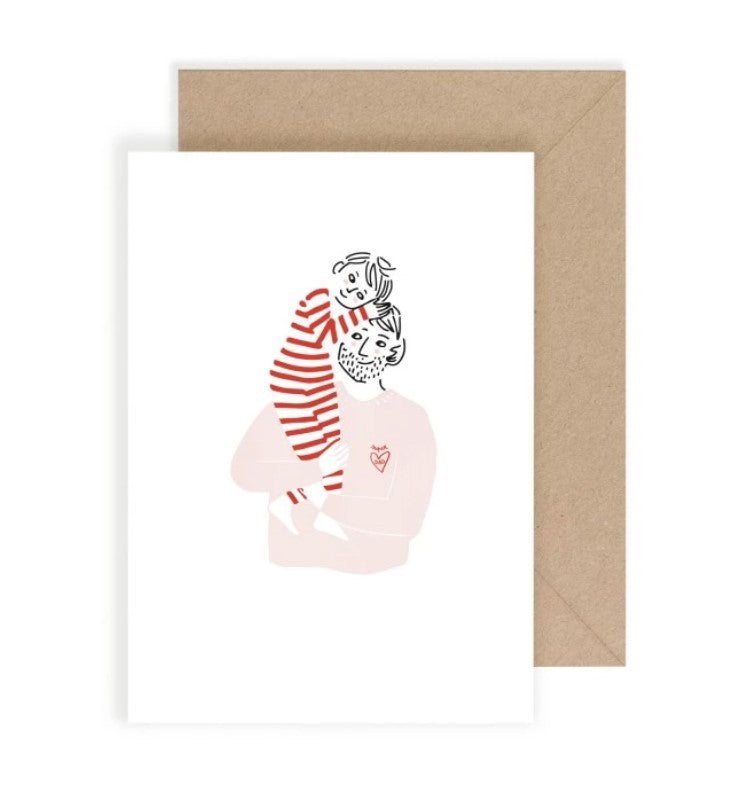 Carte avec enveloppe - Super dad Calin Fils