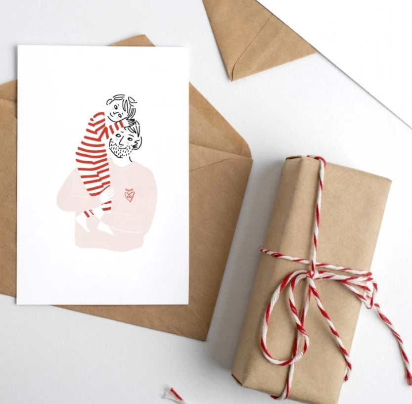Carte avec enveloppe - Super dad Calin Fils