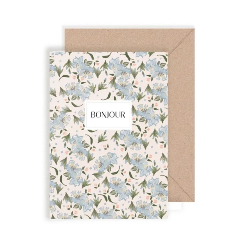 Carte avec enveloppe - Bonjour Fleuri