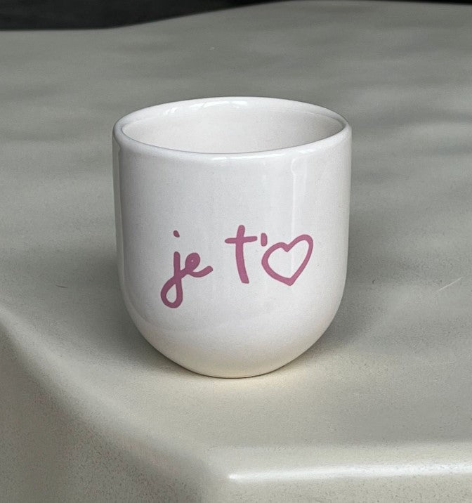 Mug - Je t'aime - blanc et rose