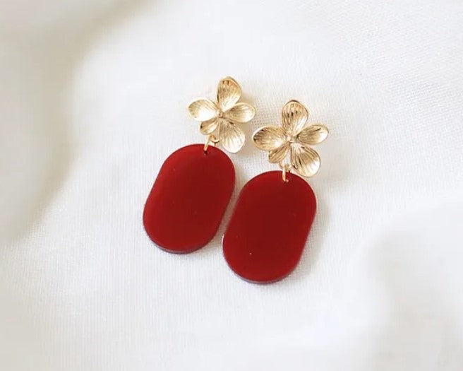 Boucles d'oreilles Alice - bordeaux - F027