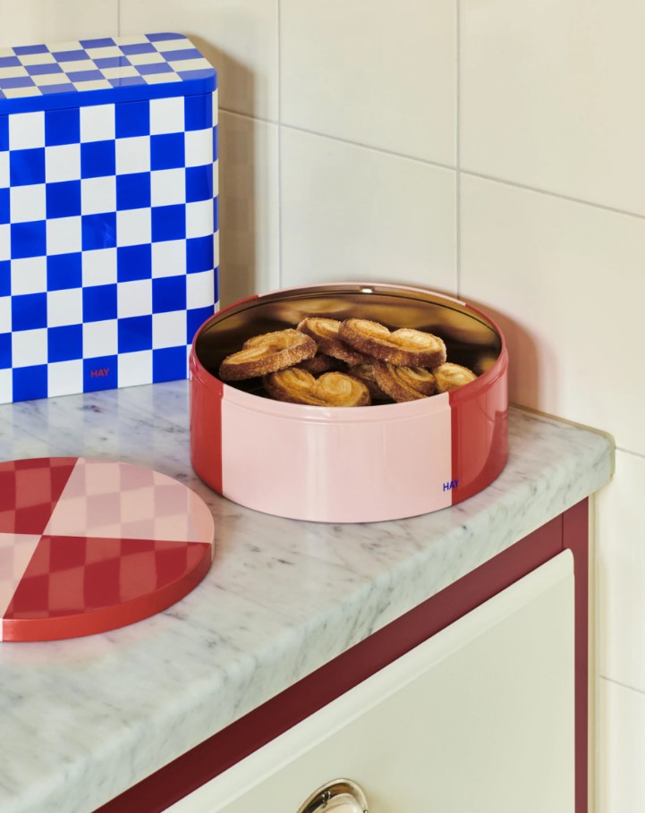 Boite métallique reclangulaire - Tin Container - bleu roi et blanc