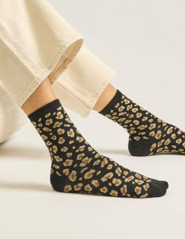 Pack de 3 chaussettes - Paillettes et léopard noir doré