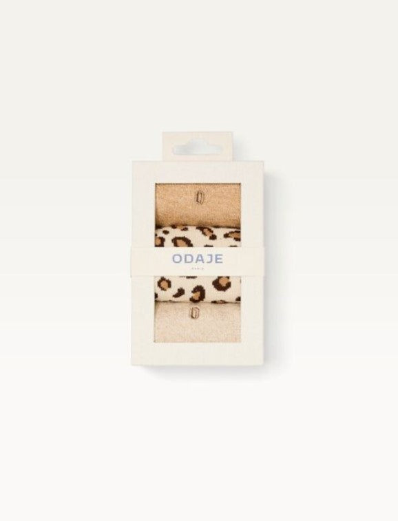 Pack de 3 chaussettes - Léopard beige