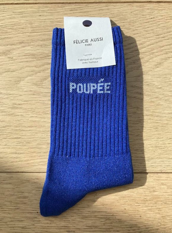 Chaussettes - Poupée - bleu paillettes - 36/40
