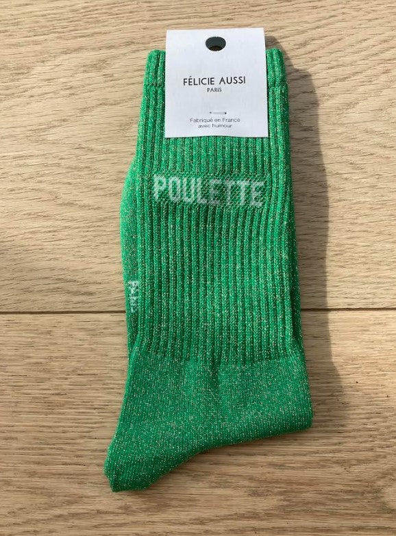 Chaussettes - Poulette - vert paillettes - 36/40