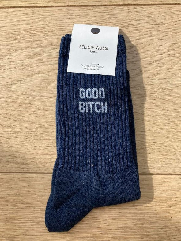 Chaussettes - Good bitch - bleu paillettes - 36/40