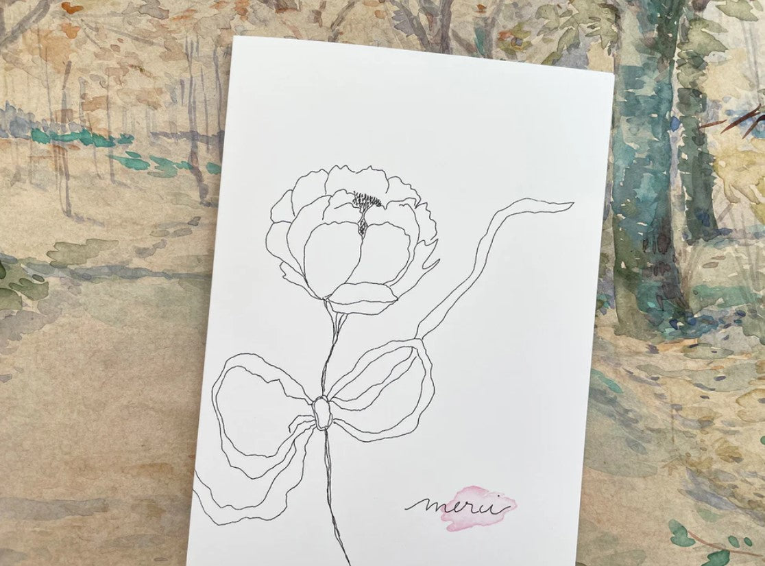 Carte Postale Double - Merci pivoine