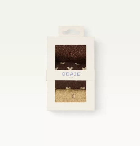 Pack de 3 chaussettes - Petit coeur marron doré
