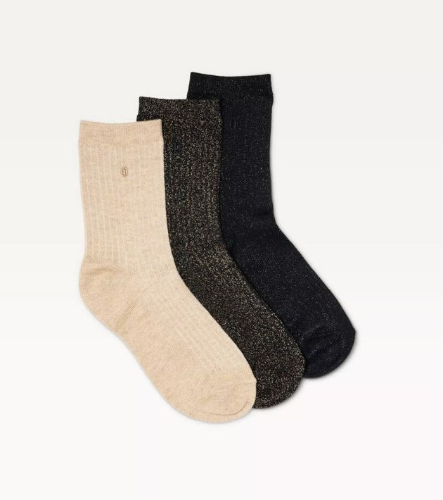 Pack de 3 chaussettes - Côtelé doré marron noir