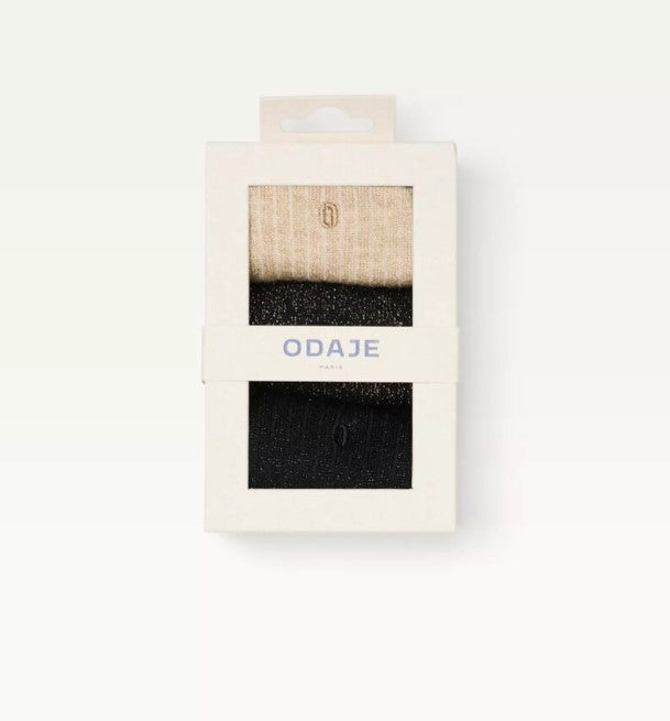 Pack de 3 chaussettes - Côtelé doré marron noir