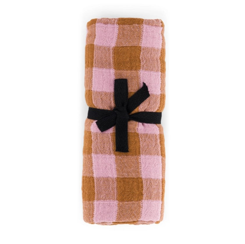 Foulard Bianca - Vichy - Caramel / Mauve