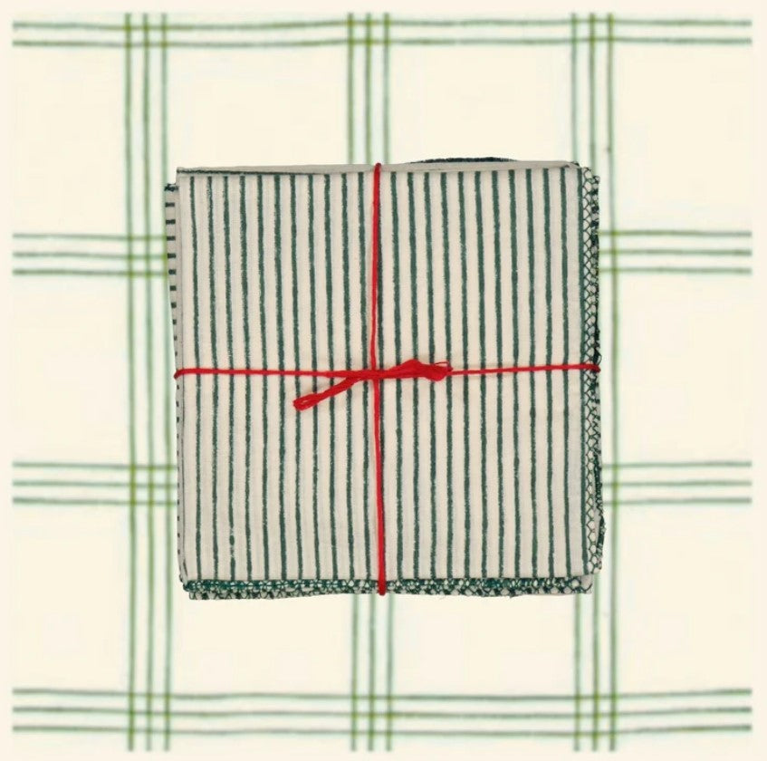 Serviette de table en tissu - Stripe - Sapin