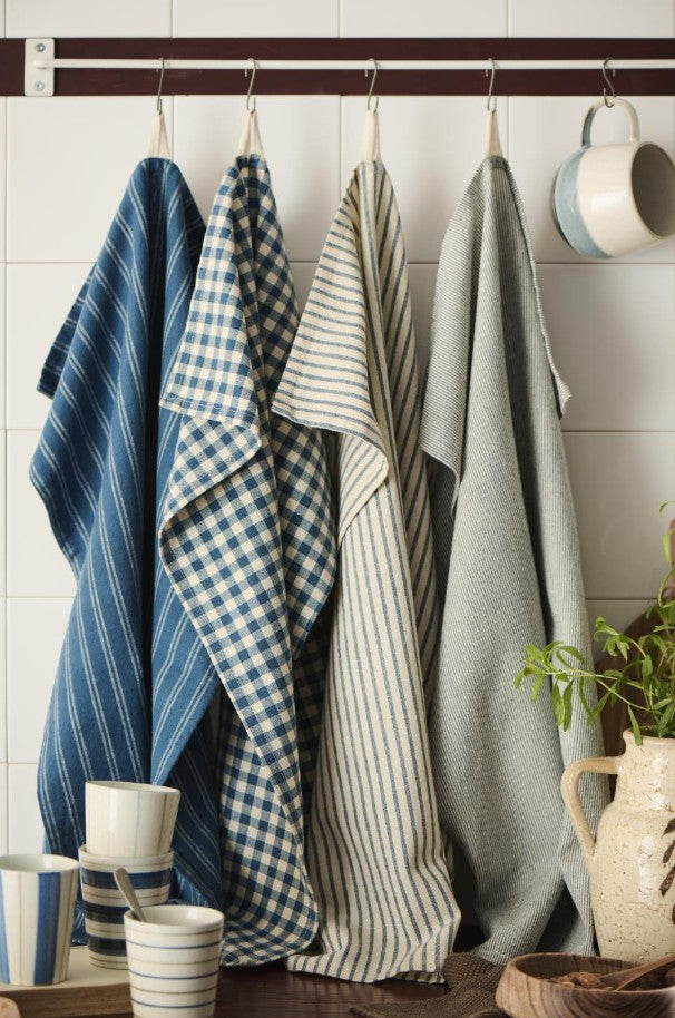 Tea Towel Bertram - dark blue and natural stripes - 66161-39