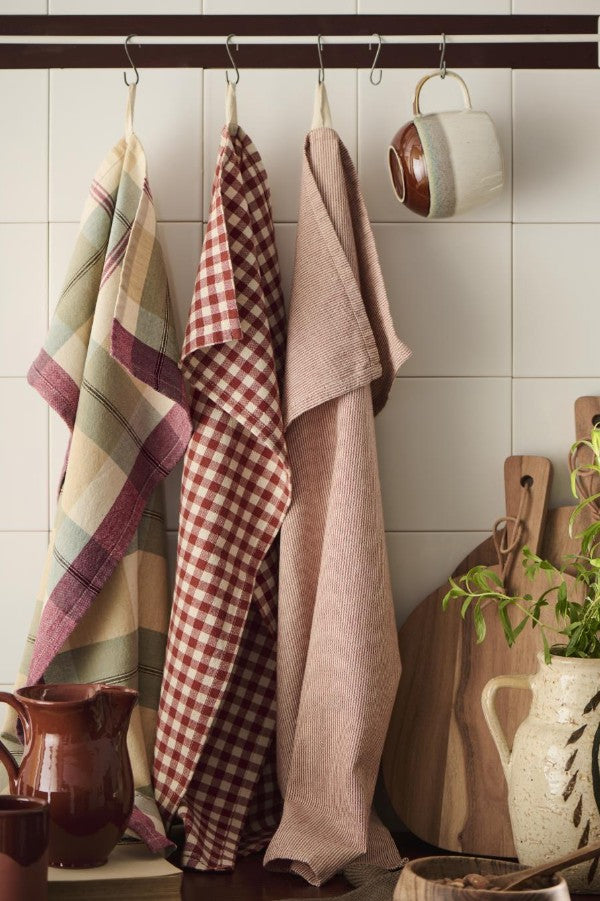 Tea Towel Mie - rust and natural stripes - 66161-70