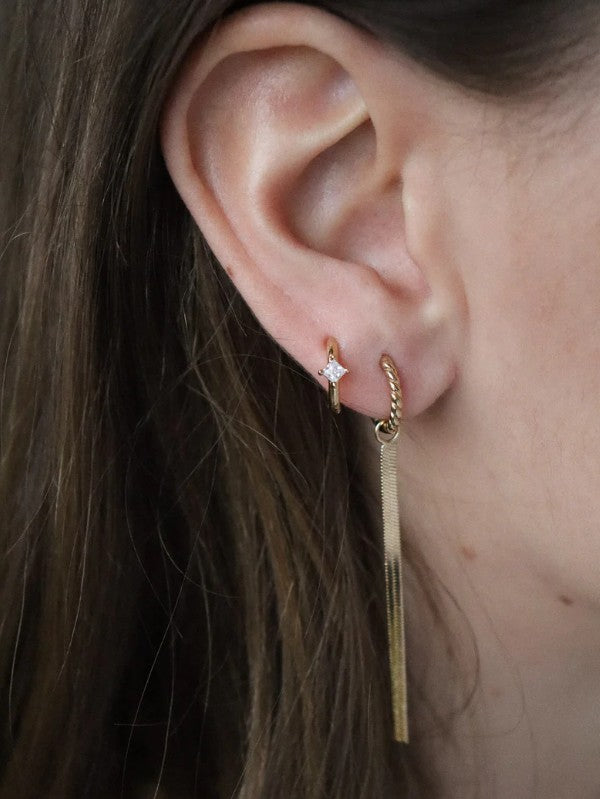 Boucle d'oreille à la pièce - Mini créole - Zircon